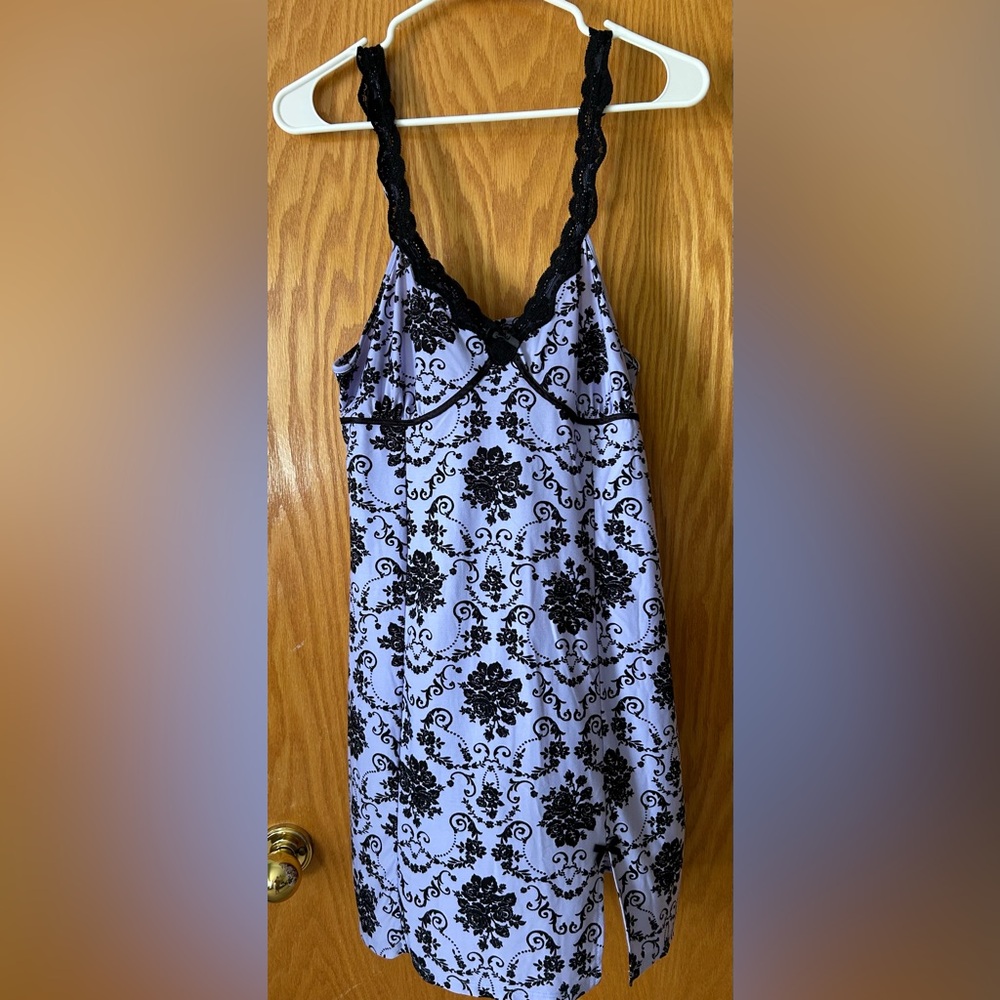 Lavender and Black Floral Chemise/Nightgown